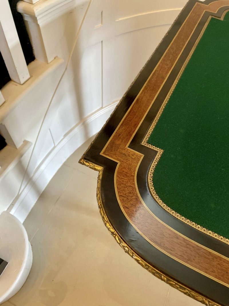 Exhibition Quality Antique Victorian French Inlaid Marquetry Card/Console Table - Image 7